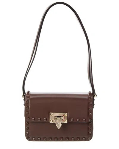 Valentino Garavani Valentino Rockstud Small Leather Shoulder Bag In Brown