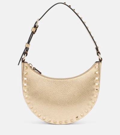 Valentino Garavani Rockstud Small Leather Shoulder Bag In Gold