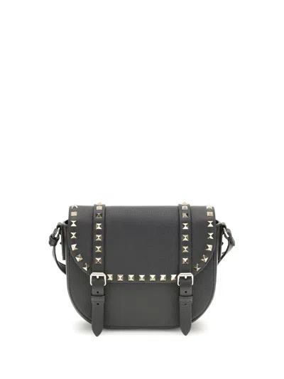 Valentino Garavani Rockstud Small Messenger Shoulder Bag In Black