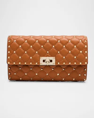Valentino Garavani Rockstud Small Quilted Leather Shoulder Bag In Nutmeg