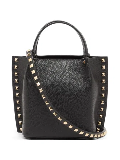 Valentino Garavani Rockstud 小牛皮小号购物袋 In Black