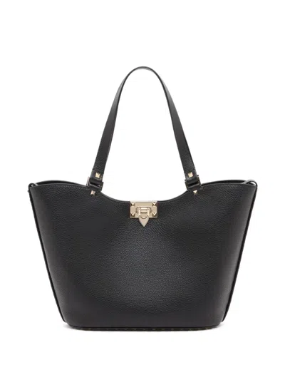 Valentino Garavani Rockstud 小牛皮小号购物袋 In Black