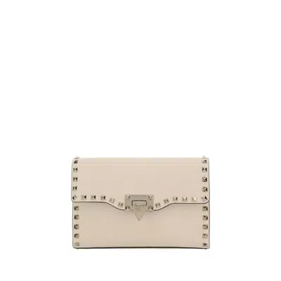 Valentino Garavani Rockstud Small Shoulder Bag In Light Ivory