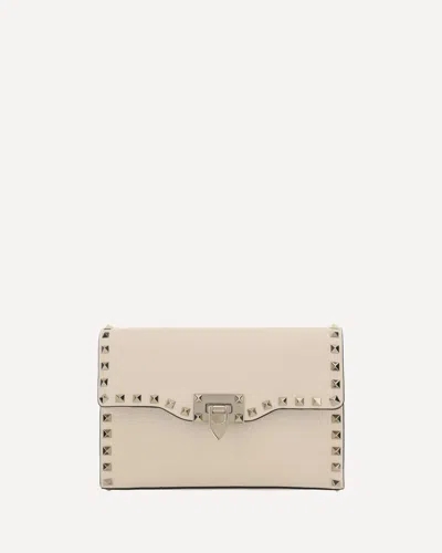 Valentino Garavani Rockstud Small Shoulder Bag In Light Ivory