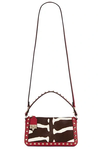 Valentino Garavani Small Rockstud Zebra-print Shoulder Bag In Brown