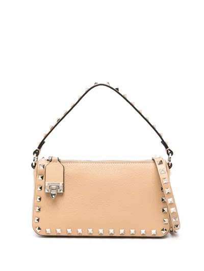 Valentino Garavani Rockstud Small Shoulder Bag In Beige