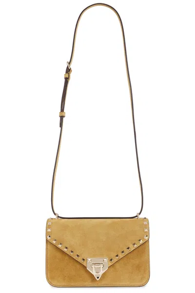 Valentino Garavani Rockstud Small Shoulder Bag In Havana Beige