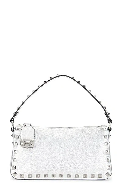 Valentino Garavani Rockstud Small Shoulder Bag In Silver