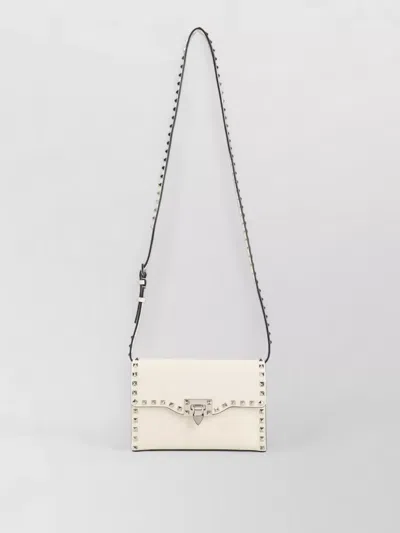 Valentino Garavani Rockstud Small Structured Shoulder Clutch Bag In Neutral
