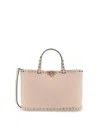 Valentino Rockstud Small Tote In Leather Shoulder Bag In Pink