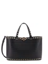 Valentino Borsa A Mano Rockstud In Pelle Nera  Donna In Black