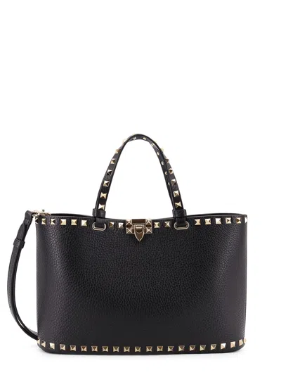 Valentino Garavani Black Leather Rockstud Handbag