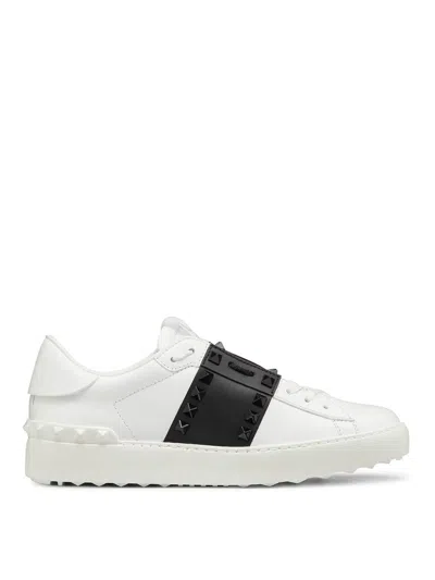 Valentino Garavani Valentino Calfskin Sneakers With Contrasting Bands And Rubber Studs In White