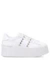 Valentino Rockstud Elegant Sneakers With Golden Studs For Women In White