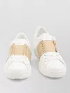 Valentino Open Sneakers In Leather With Contrast Colored Stripe And Stud Detail In Nude