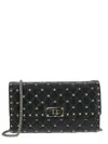 Valentino Rockstud Spike Black Leather Shoulder Bag In Black