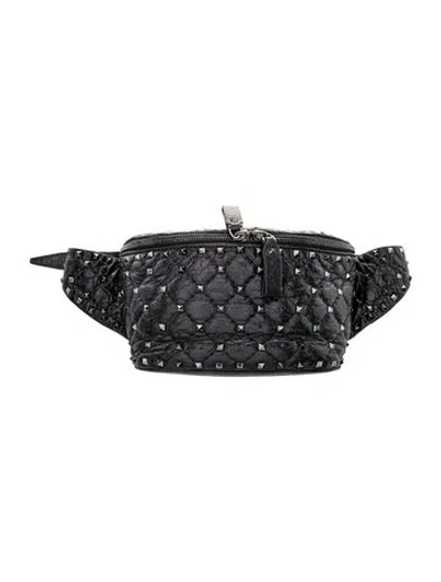 Pre-owned Valentino Garavani Rockstud Spike Belt Bag In Black