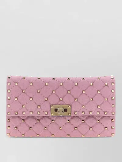 Valentino Garavani Rockstud Spike Chain Strap Quilted Clutch Bag In Pink