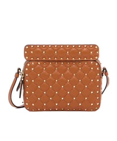 Valentino Garavani Rockstud Spike Crossbody Bag In Brown