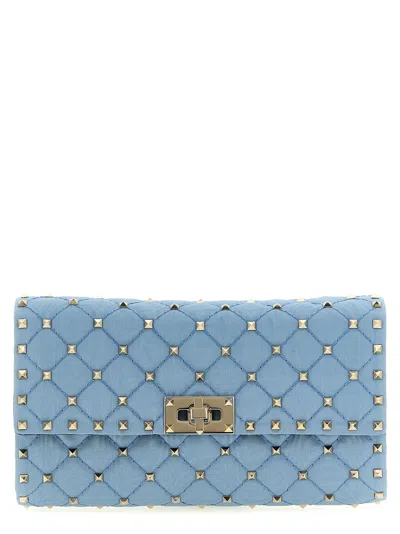 Valentino Garavani Rockstud Spike Crossbody Bags Light Blue In Pattern