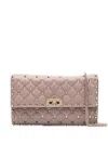 Valentino Neutral Rockstud Medium Leather Shoulder Bag