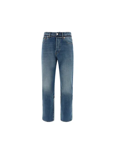 Valentino Rockstud Spike Jeans In Blue Denim