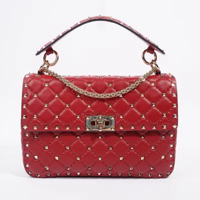 Valentino Garavani Rockstud Spike Lambskin Leather Crossbody Bag In Red