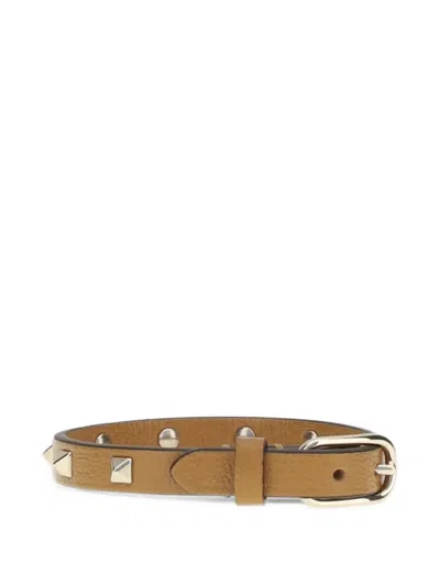 Valentino Garavani Rockstud Spike Leather Bracelet In Burgundy