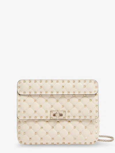 Valentino Garavani Rockstud Spike Leather Crossbody Bag With Iconic All-over Studs In White