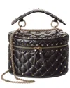 Valentino Rockstud Spike Leather Crossbody In Black