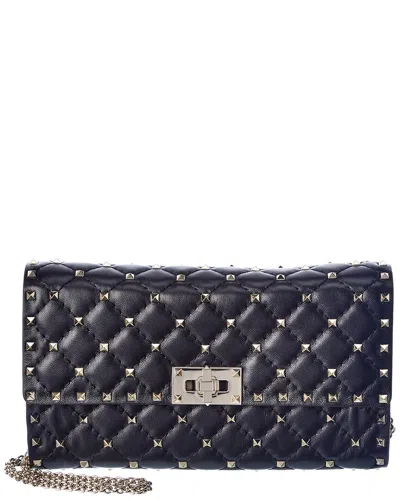 Valentino Garavani Valentino Rockstud Spike Leather Crossbody In Black