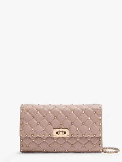 Valentino Garavani Rockstud Spike Leather Crossbody With Iconic All-over Studs In Beige