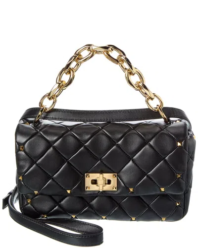 Valentino Garavani Valentino Rockstud Spike Leather Shoulder Bag In Black