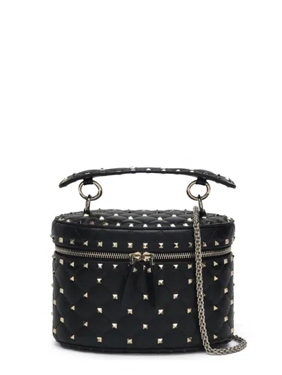 Valentino Garavani Rockstud Spike Leather Shoulder Bag In Black