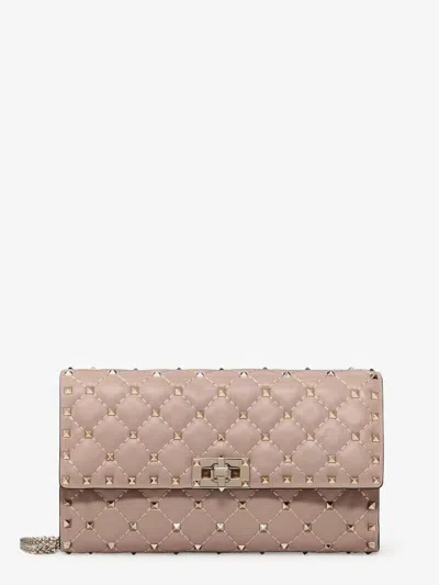 Valentino Garavani Rockstud Spike Leather Shoulder Bag In Pink