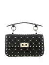 Valentino Garavani Black Nappa Leather Small Rockstud Spike Handbag In Black