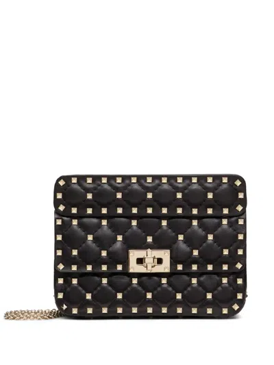 Valentino Garavani Rockstud Spike Leather Crossbody Bag With Iconic All-over Studs In Black