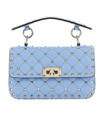 Valentino Garavani Rockstud Spike Leather Tote Bag In Blue