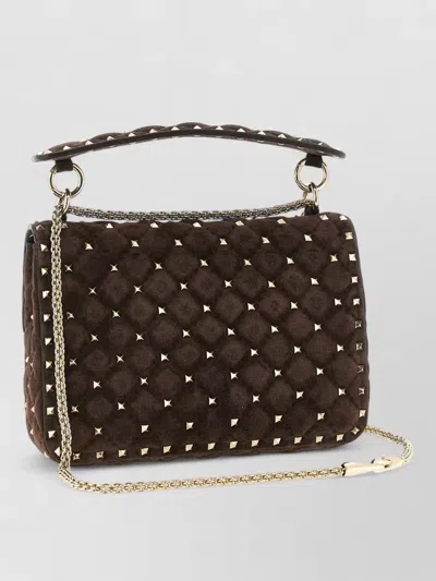 Valentino Garavani Rockstud Spike Medium Chain Clutch Bag In Brown
