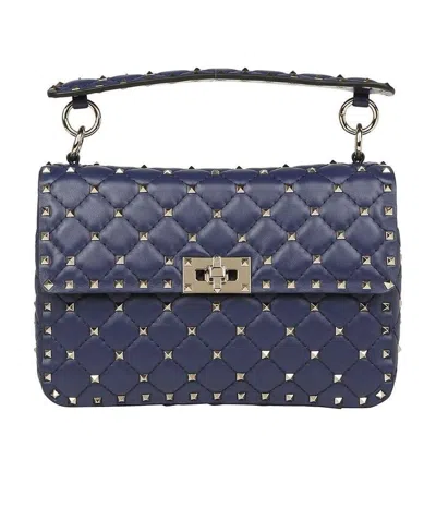 Valentino Garavani Rockstud Spike Medium Handbag In Blue