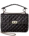 Valentino Rockstud Spike Medium Leather Shoulder Bag In Black