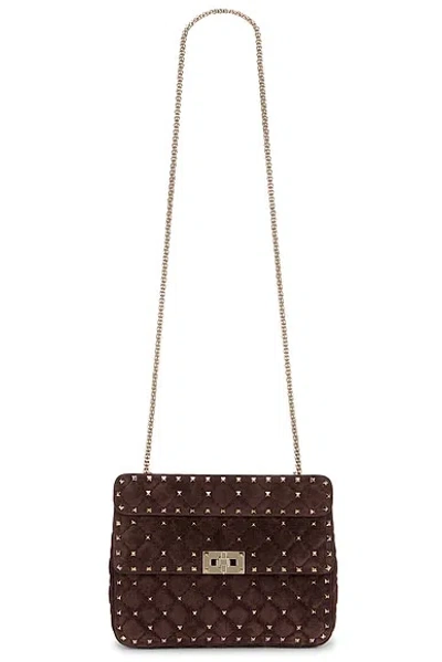 Valentino Garavani Rockstud Spike Medium Shoulder Bag In Ebony Brown