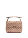 Valentino `rockstud Spike` Medium Shoulder Bag In Sand