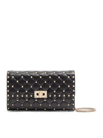 Valentino Garavani Rockstud Spike Nappa Shoulder Bag In Black