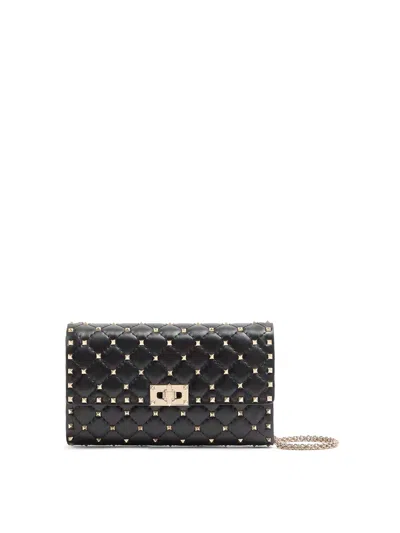 Valentino Garavani Rockstud Spike Nappa Shoulder Bag In Black