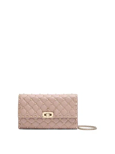 Valentino Garavani Rockstud Spike Nappa Shoulder Bag In Nude