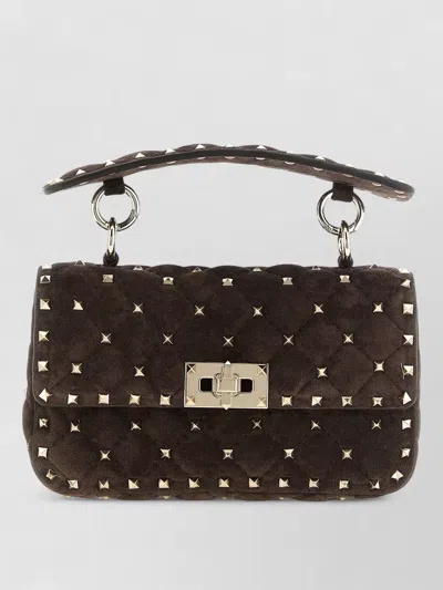 Valentino Garavani Rockstud Spike Quilted Chain Clutch Bag In Brown