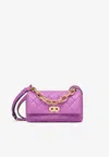 Valentino Rockstud Spike Quilted Leather Crossbody Bag In Purple