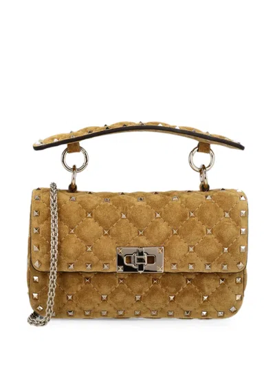 Valentino Garavani Rockstud Spike Quilted Tote Bag In Brown