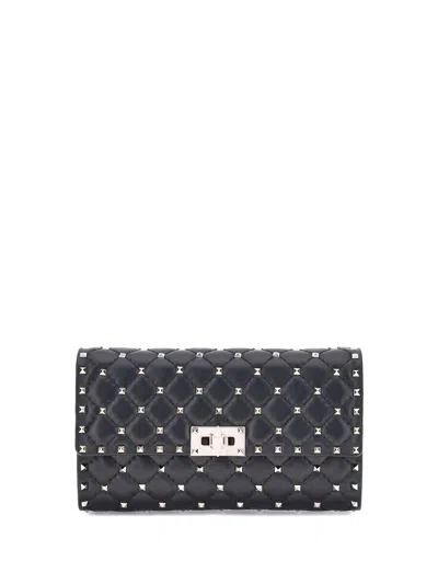 Valentino Garavani Rockstud Spike Nappa Leather Crossbody Clutch Bag Woman Black Uni